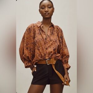 LN WOMENS Sz XS SMALL MEDIUM ANTHROPOLOGIE MAEVE EASY VOLUMINOUS SHIRT TOP